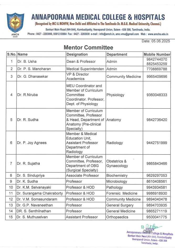 Mentor Committe